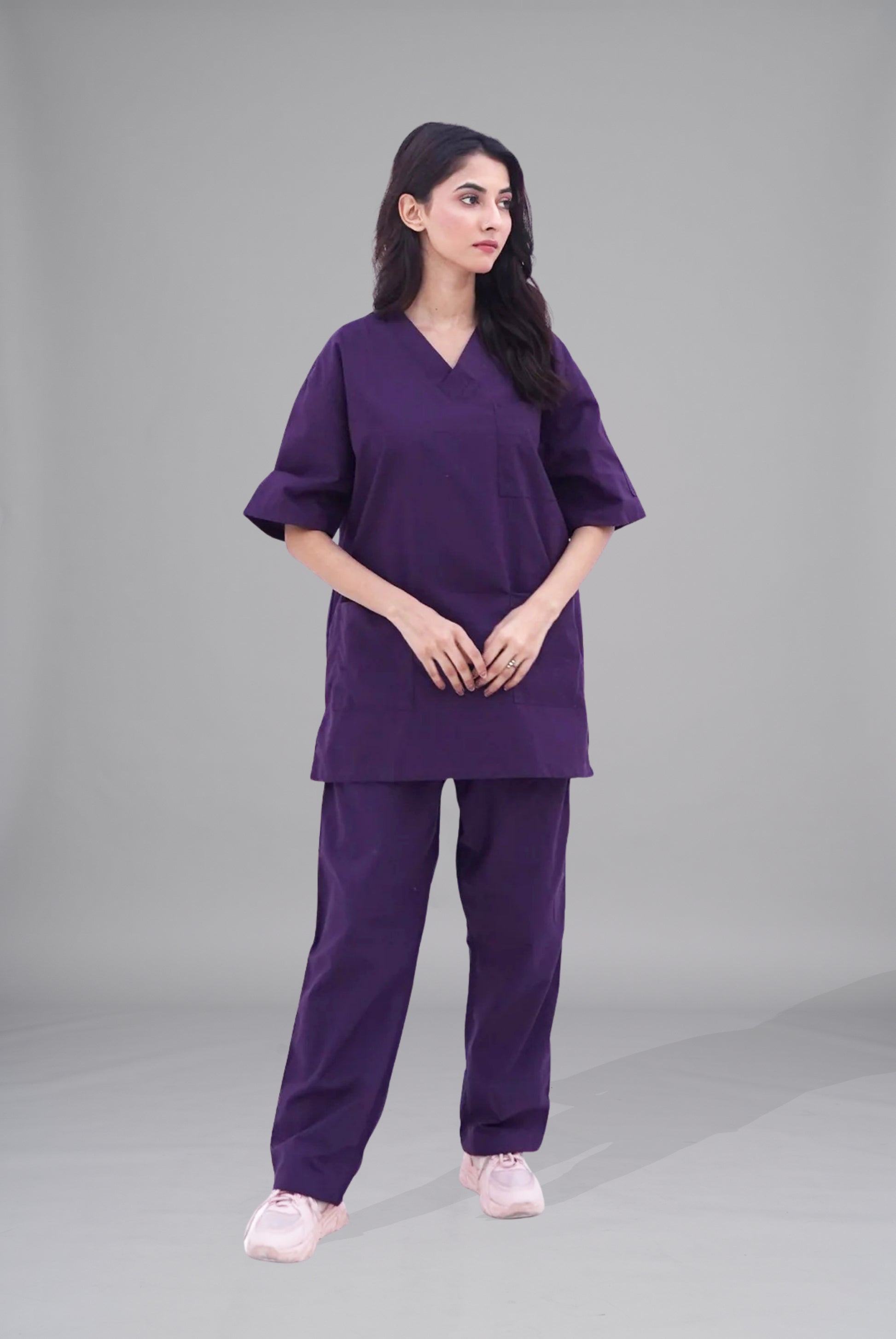 Buy purple scrubs for unisex in Pakistan by Gtex Apparels comfortable workwear for daily use4