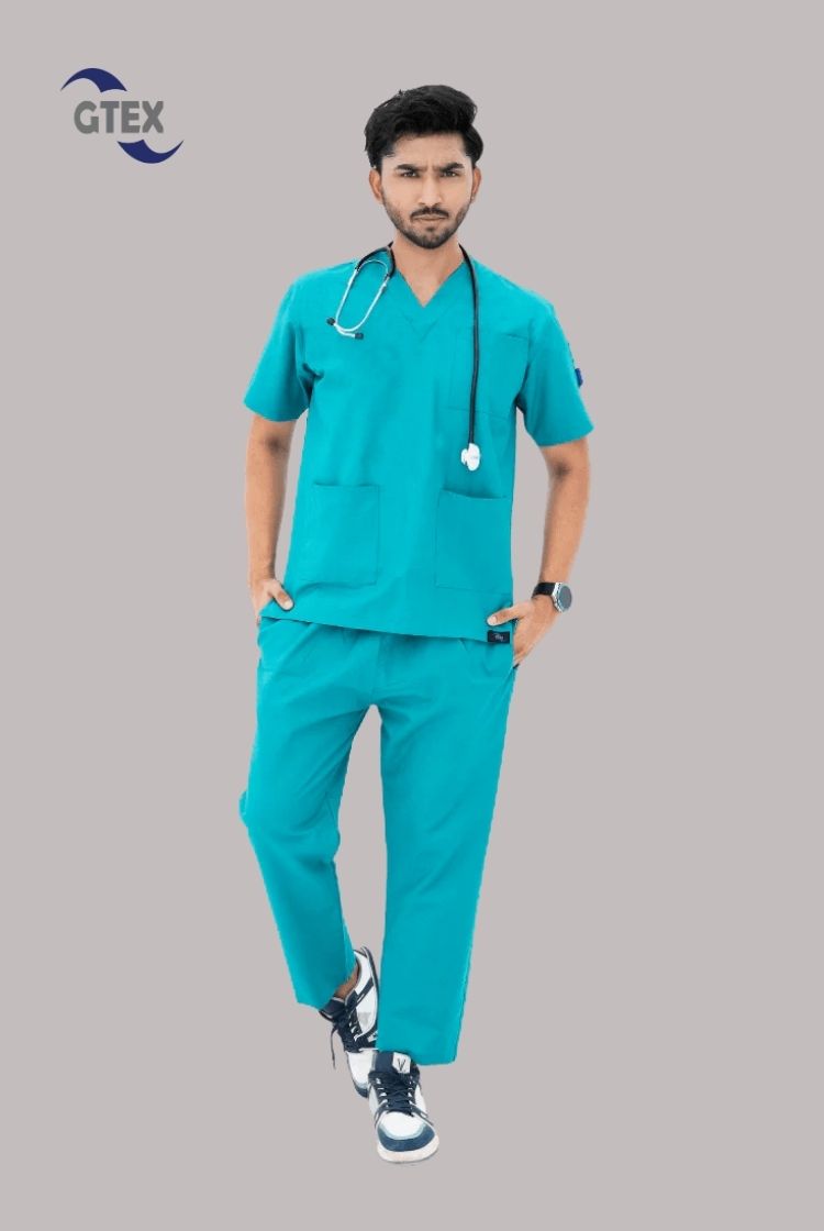 Sea Green Classic Scrub Suit for Men by GTEX Apparels Pakistan