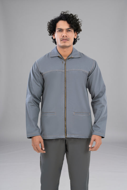 Shop Steel Grey Limited Edition Upper Jacket in Pakistan by GTEX Apparels Premium Fashion Outerwear with Modern Design and Comfortable Fit 1