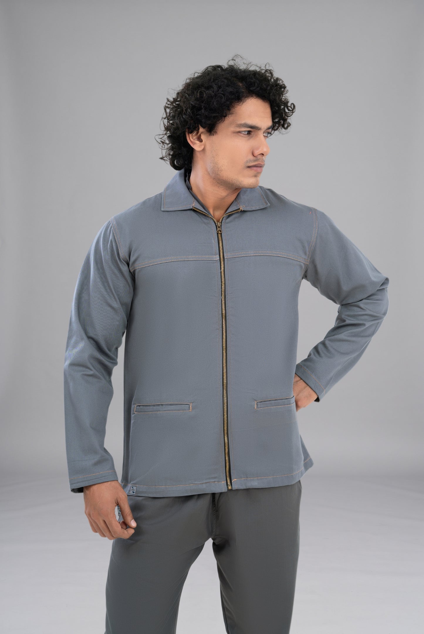 Shop Steel Grey Limited Edition Upper Jacket in Pakistan by GTEX Apparels Premium Fashion Outerwear with Modern Design and Comfortable Fit 2