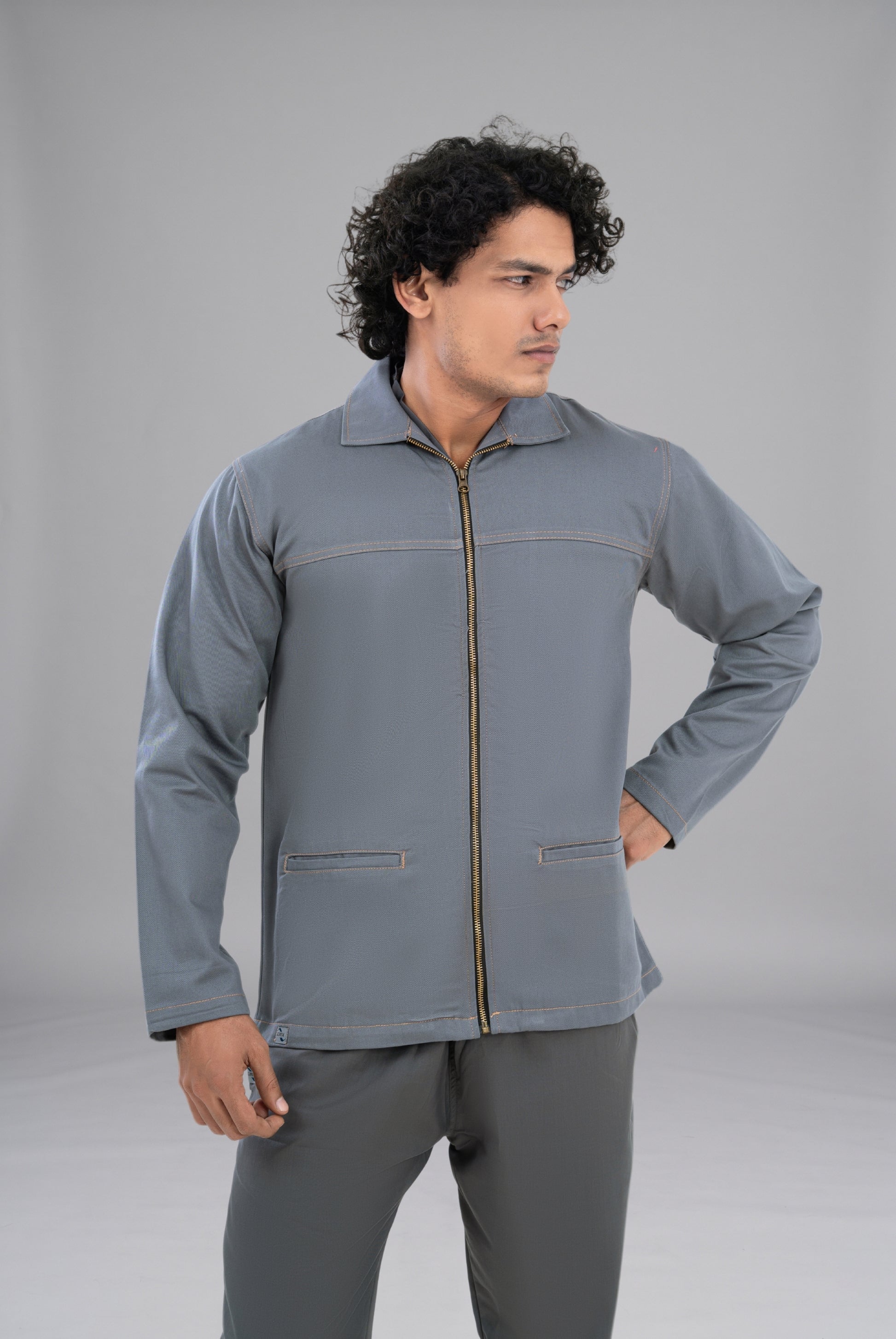 Shop Steel Grey Limited Edition Upper Jacket in Pakistan by GTEX Apparels Premium Fashion Outerwear with Modern Design and Comfortable Fit 2