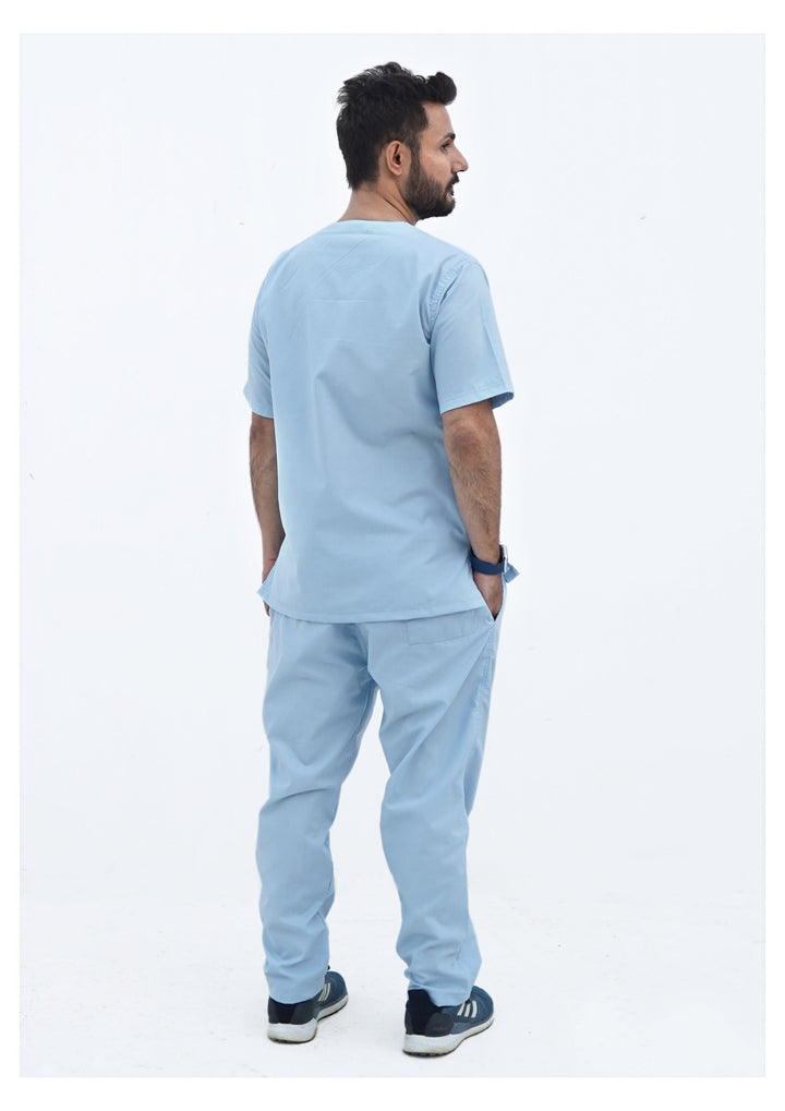 Sky Blue Scrub Suit for Unisex by GTEX Apparels Pakistan 