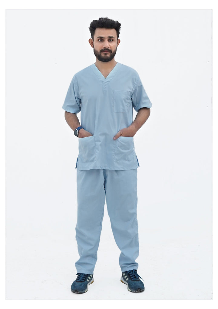 Sky Blue Scrub Suit for Unisex by GTEX Apparels Pakistan 