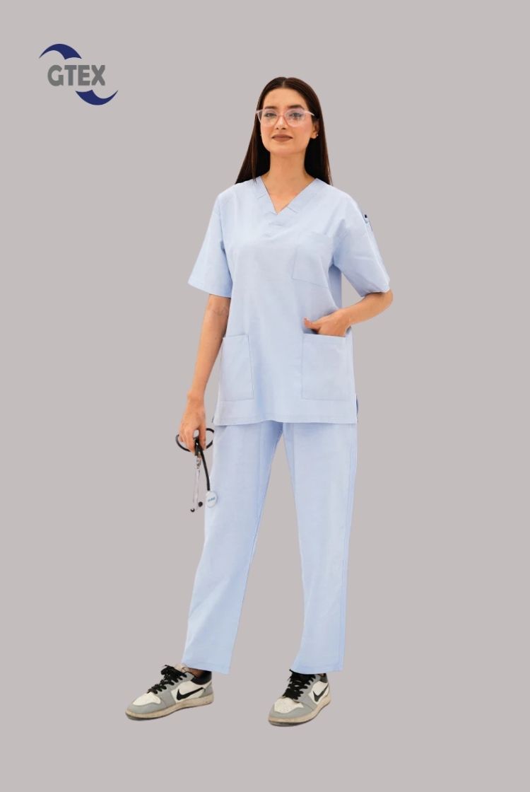 Sky Blue Scrub Suit for Women By GTEX Apparels Pakistan