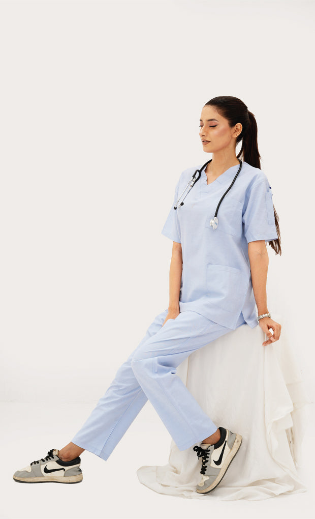 Sky Blue Scrub Suit for Women By GTEX Apparels Pakistan 