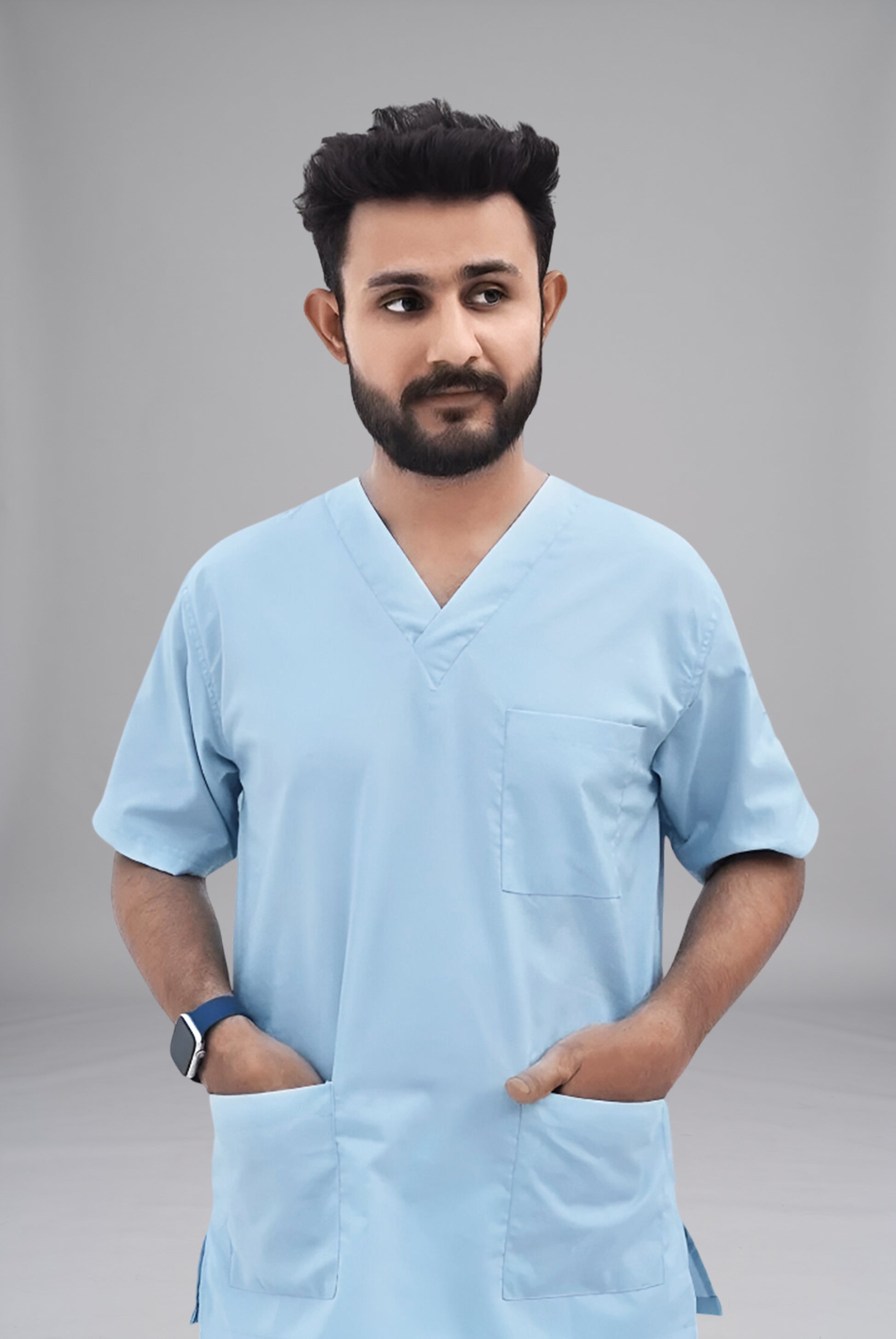 Buy Sky blue scrub for unisex by Gtex Apparels in Pakistan designed for practical healthcare work environments 3
