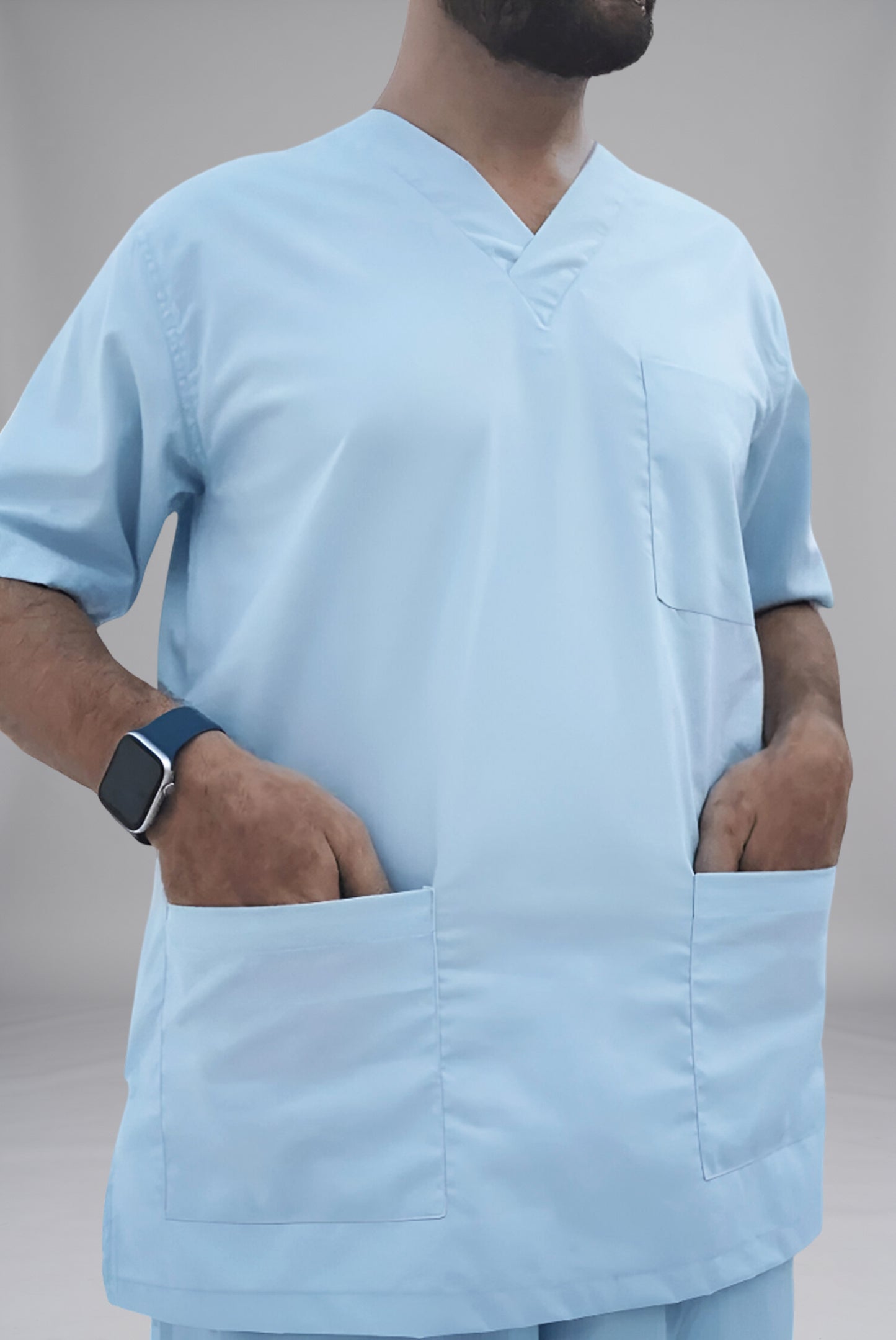 Sky blue scrub for unisex by Gtex Apparels in Pakistan designed for practical healthcare work environments 4