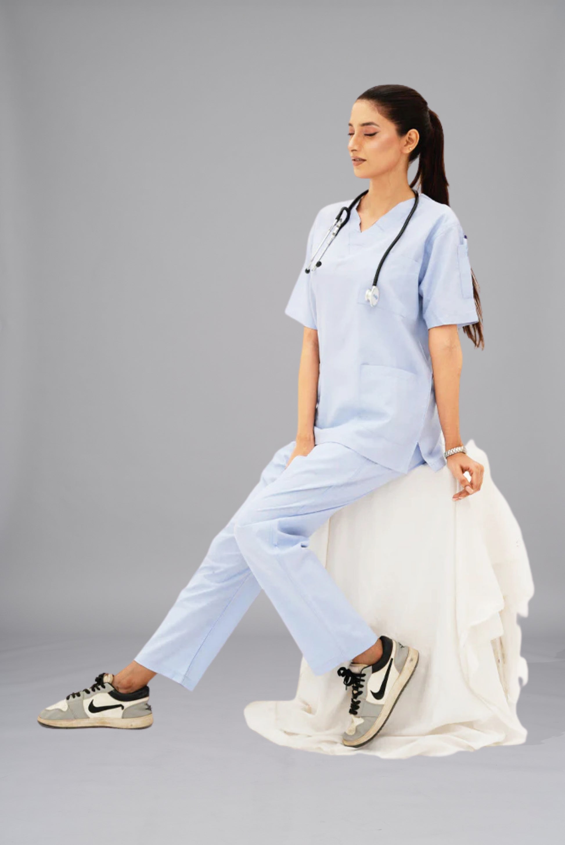 Buy sky blue scrub for women in Pakistan by Gtex Apparels professional workwear for clinical use 4