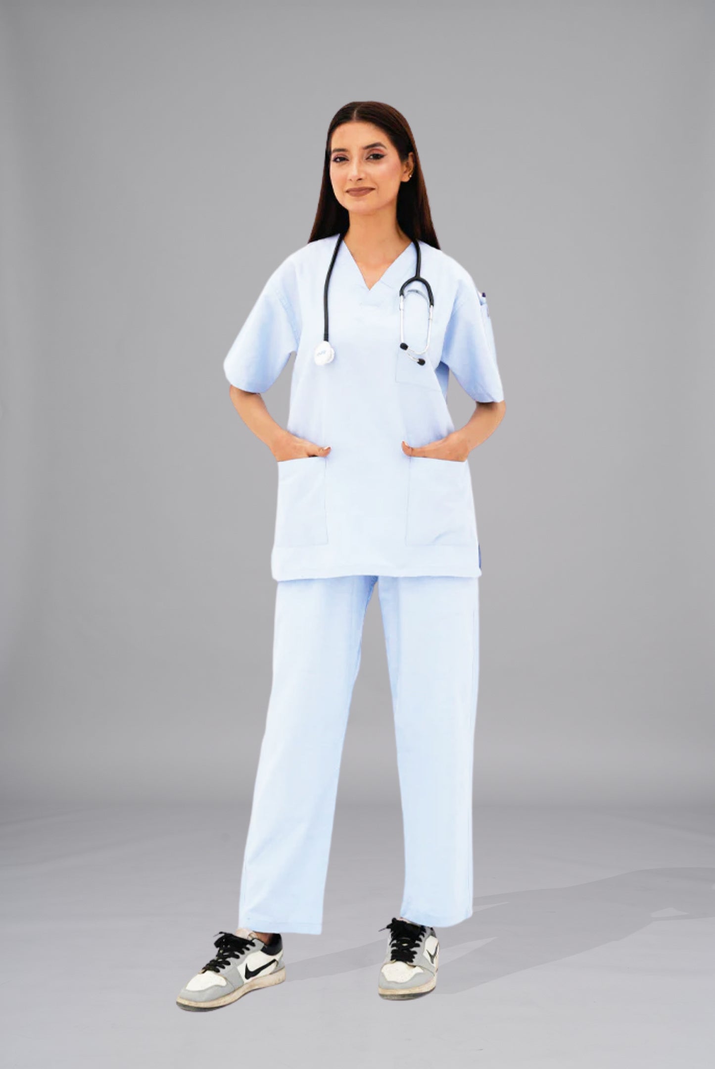 Buy sky blue scrub for women in Pakistan by Gtex Apparels professional workwear for clinical use 1