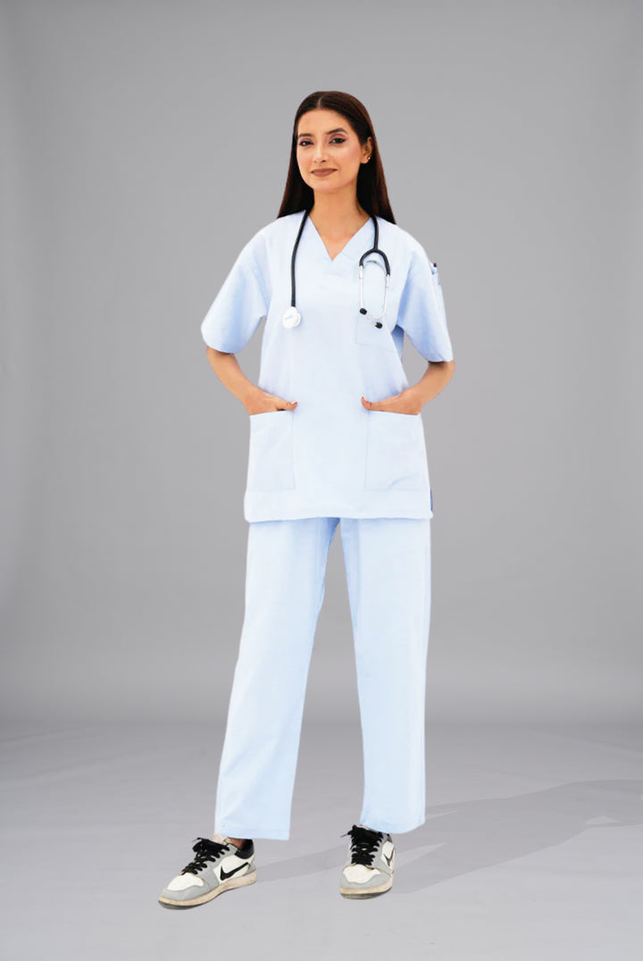 Buy sky blue scrub for women in Pakistan by Gtex Apparels professional workwear for clinical use 1