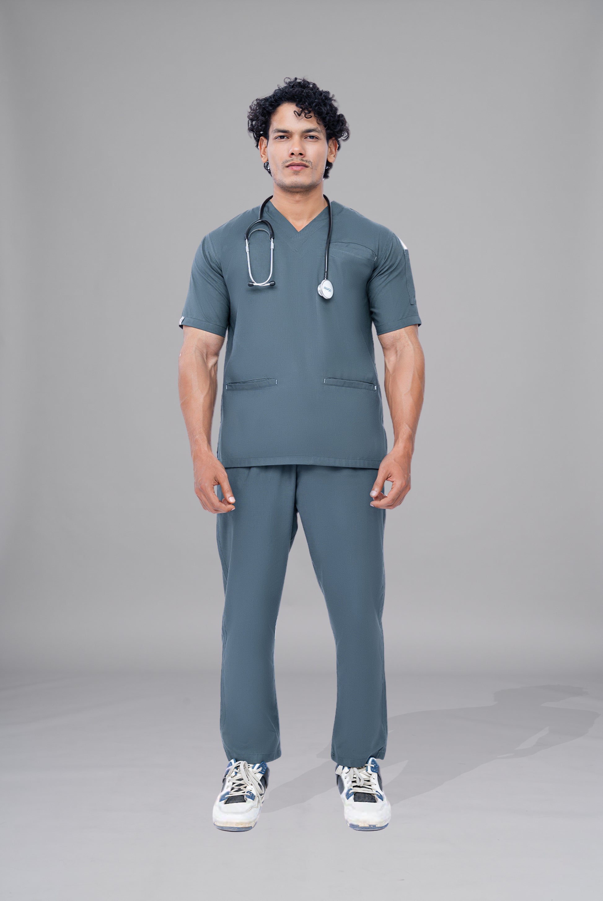 Buy Teal Steel Edge Line scrubs for unisex in Pakistan by Gtex Apparels comfortable workwear for daily use 1
