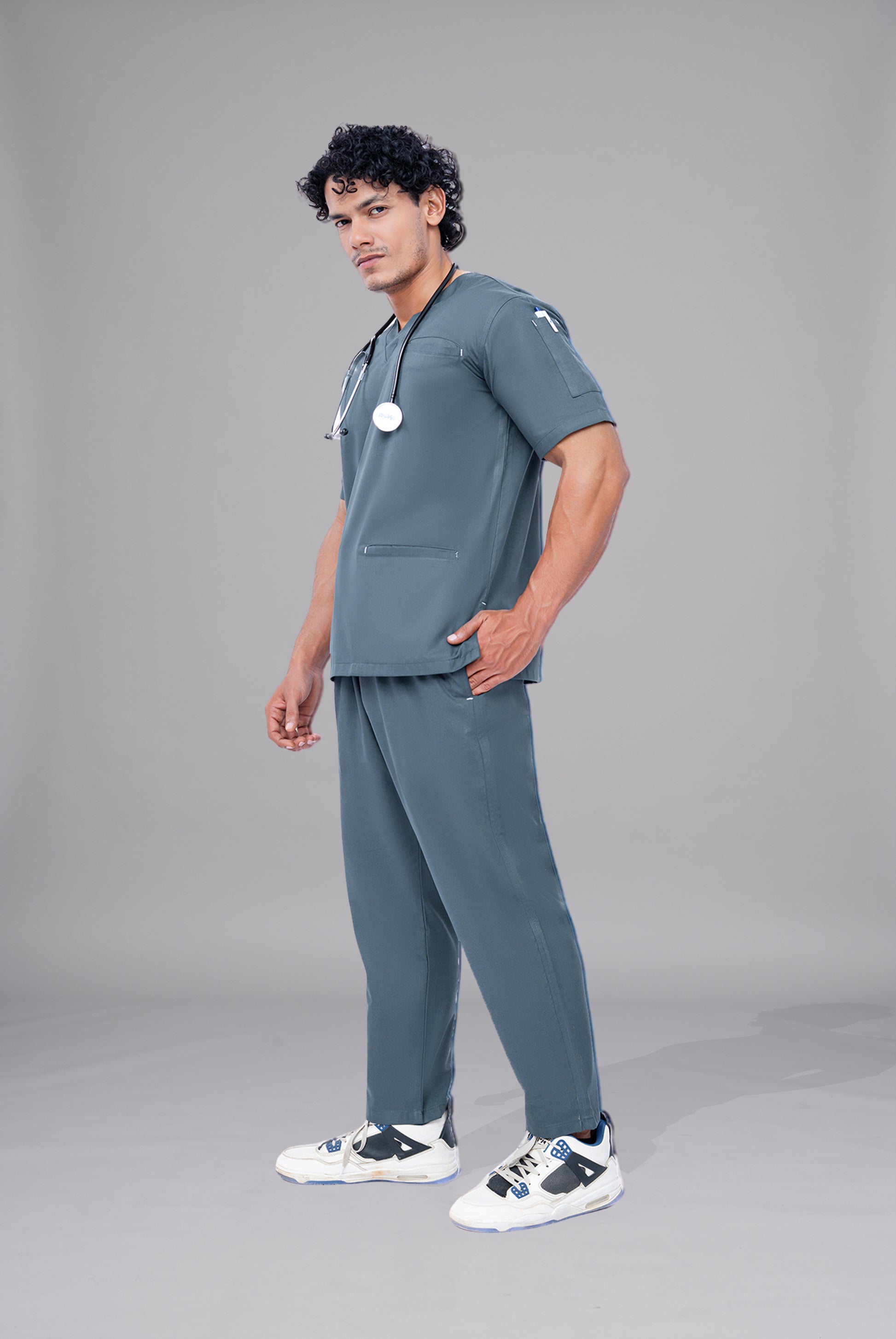 Buy Teal Steel Edge Line scrubs for unisex in Pakistan by Gtex Apparels comfortable workwear for daily use 2