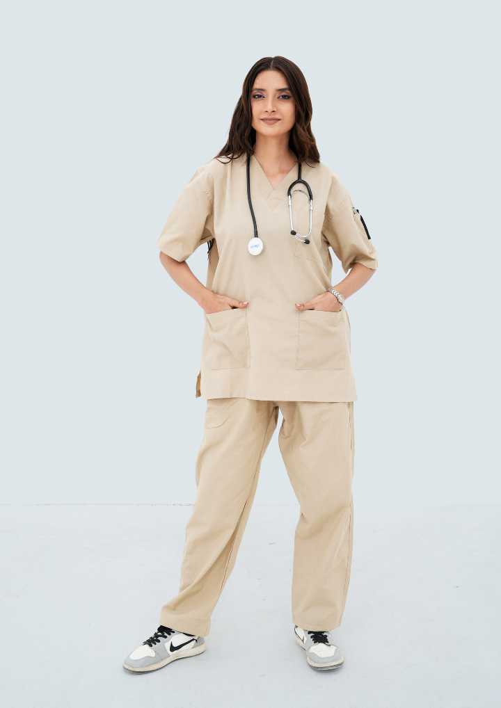Beige Classic Scrub Suit