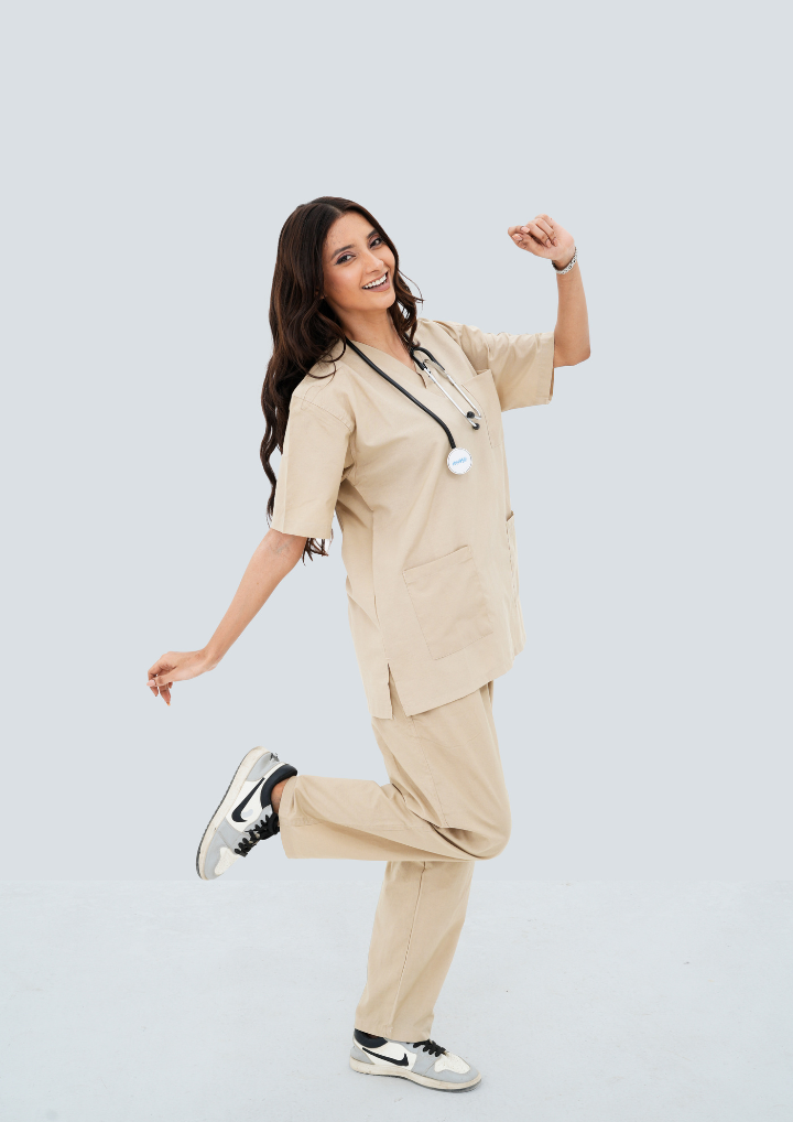 Beige Classic Scrub Suit