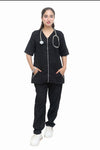 Black Zipper Scrub Suit