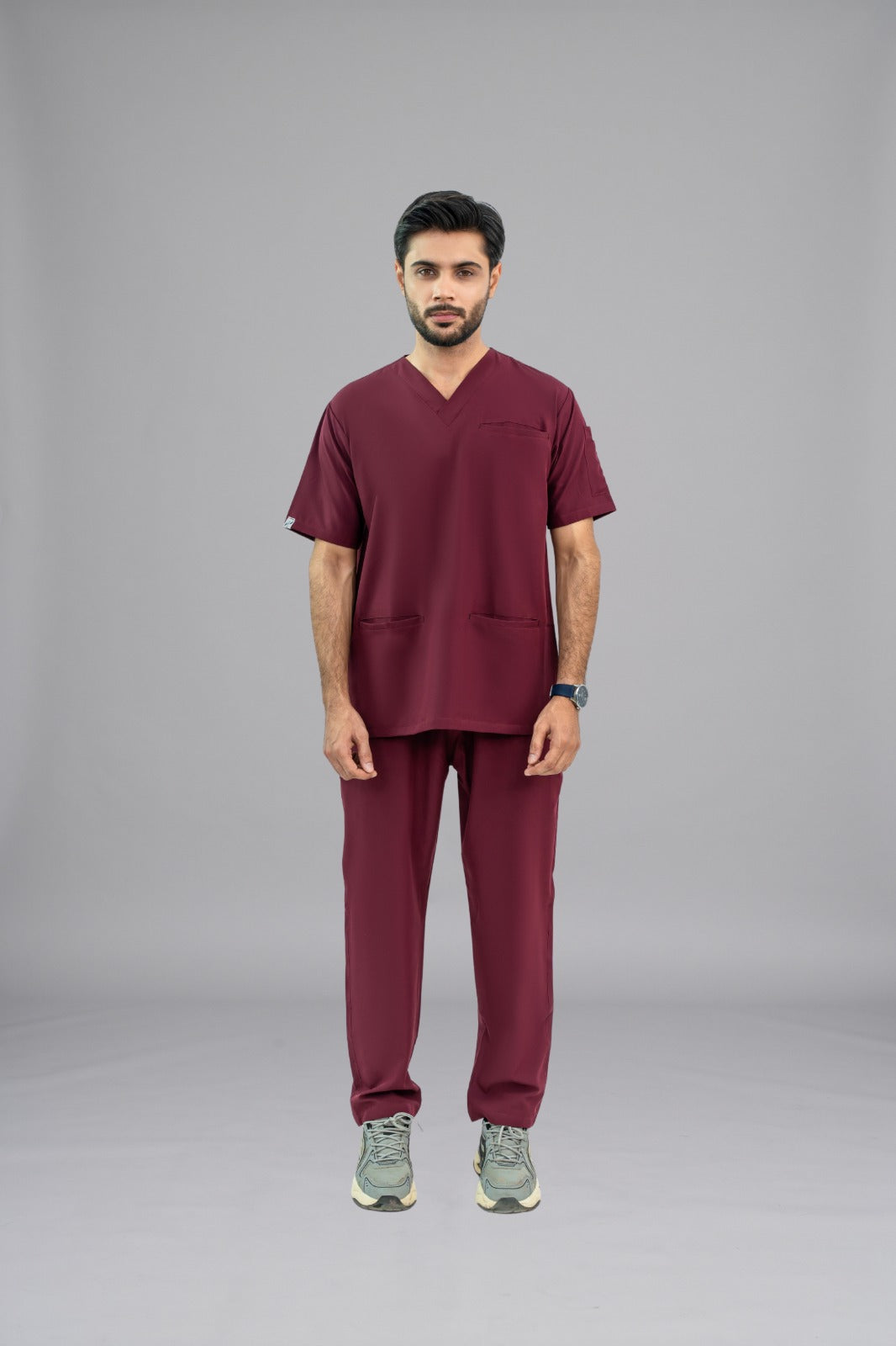 Burgundy Edge Line Scrub Suit | GTEX Uniforms