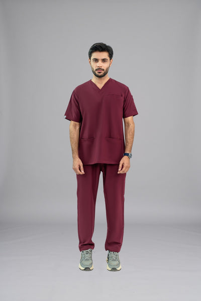 Burgundy Edge Line Scrub Suit | GTEX Uniforms