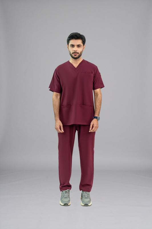 Burgundy Edge Line Scrub Suit | GTEX Uniforms