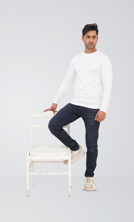White Round Neck T-Shirt | GTEX Apparels Pakistan 1