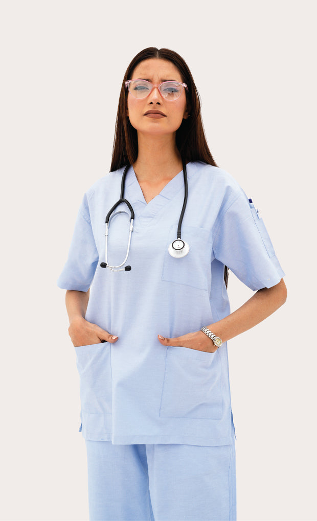 Sky line blue classic Scrub Suit
